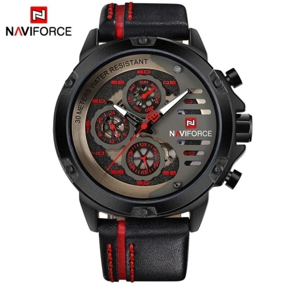 Naviforce Stylish Chronograph Watch in Leather for Men